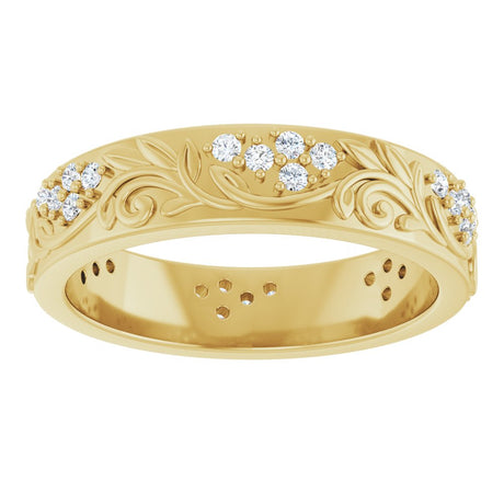 14K Yellow Gold 3/8 CTW Natural Diamond Floral Band