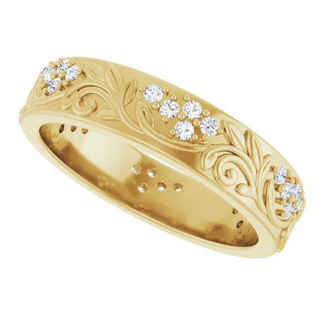 14K Yellow Gold 3/8 CTW Natural Diamond Floral Band