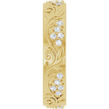 14K Yellow Gold 3/8 CTW Natural Diamond Floral Band