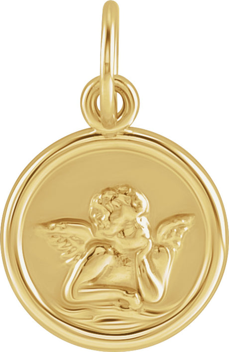 14K Yellow 12 mm Cherub Angel Pendant