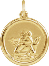 14K Yellow 15 mm Cherub Angel Pendant