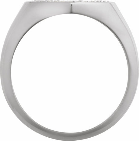 14K White Gold 1/3 CTW Natural Diamond Heart Signet Ring