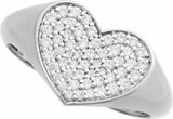 14K White Gold 1/3 CTW Natural Diamond Heart Signet Ring