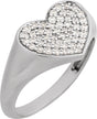 14K White Gold 1/3 CTW Natural Diamond Heart Signet Ring