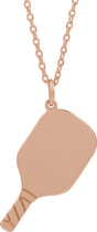 14K Rose Engravable Pickleball Paddle 16-18" Necklace