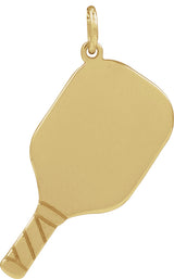 14K Yellow Gold Engravable Pickleball Paddle Pendant