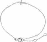 14K White Gold .04 CTW Natural Diamond Sideways Cross Youth 7" Bracelet