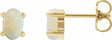 14K Yellow Gold 6x4 mm Oval Natural White Opal Earrings