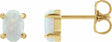 14K Yellow Gold 6x4 mm Oval Lab-Grown White Opal Earrings