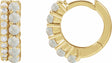 14K Yellow Gold Natural White Opal & 1/8 CTW Natural Diamond Huggie Hoop Earrings