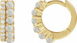 14K Yellow Natural White Opal & 1/8 CTW Natural Diamond Huggie Hoop Earrings