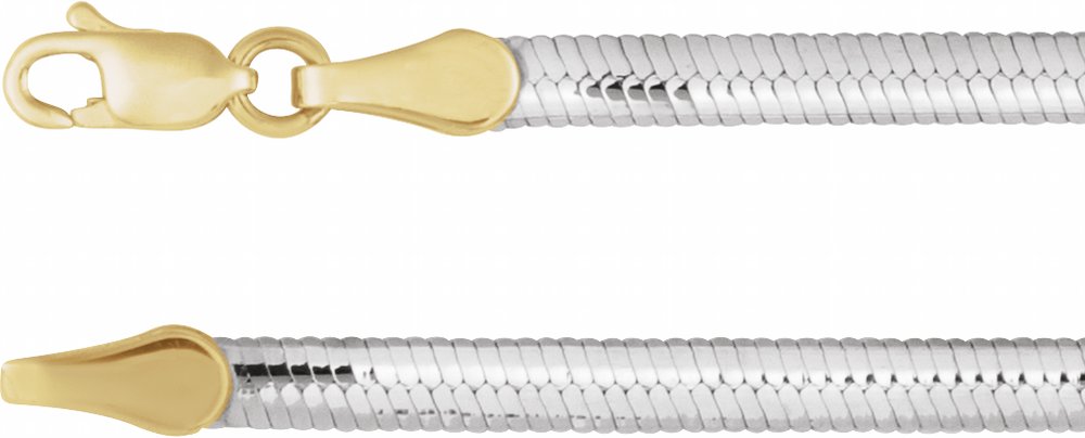 14K Yellow/White Gold 3.2 mm Reversible Diamond-Cut Snake 18" Chain