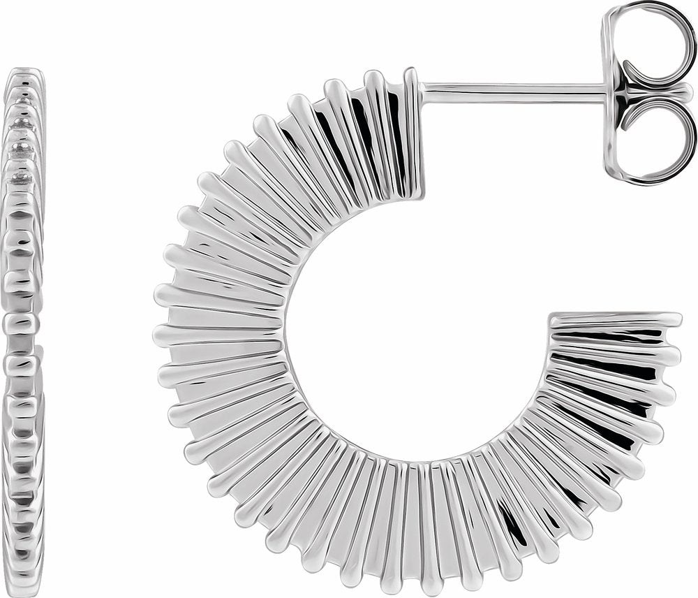 Sterling Silver Starburst 19 mm Hoop Earrings