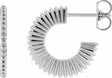 14K White Gold Starburst 16 mm Hoop Earrings