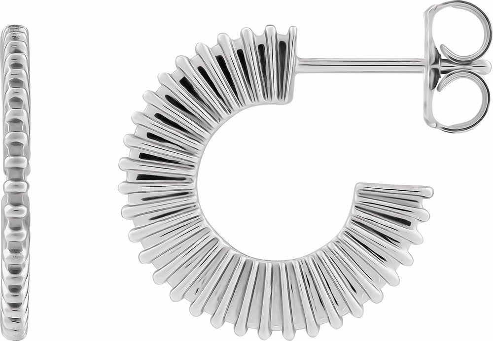 14K White Gold Starburst 16 mm Hoop Earrings