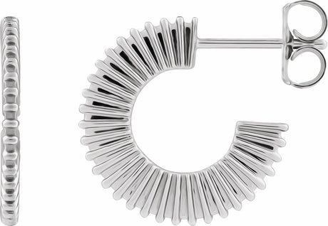 14K White Gold Starburst 16 mm Hoop Earrings