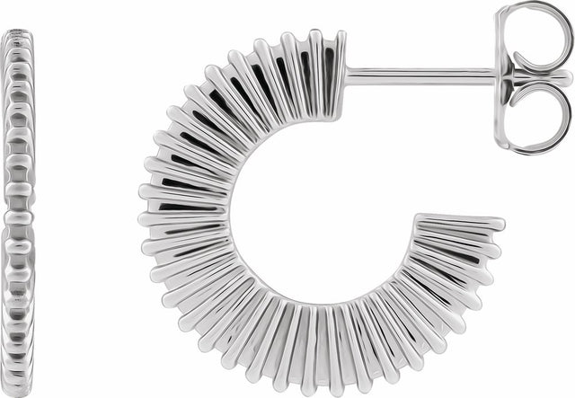 14K White Gold Starburst 16 mm Hoop Earrings