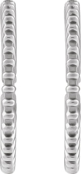 14K White Gold Starburst 16 mm Hoop Earrings