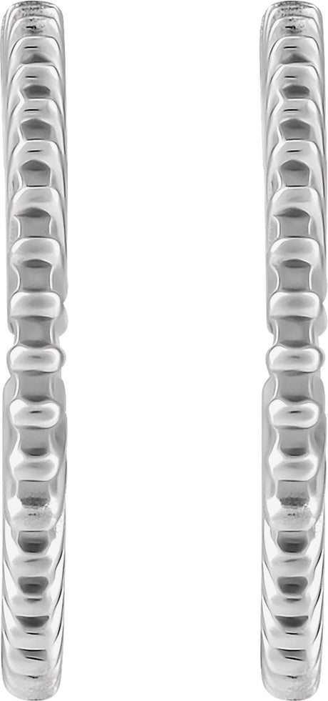 14K White Gold Starburst 16 mm Hoop Earrings