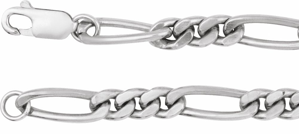 Sterling Silver 5.2 mm Figaro 24" Chain