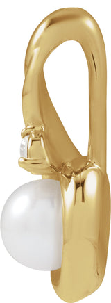 14K Yellow Gold Cultured Akoya Pearl & .04 CTW 5mm :: 0.04 CTW Pendant