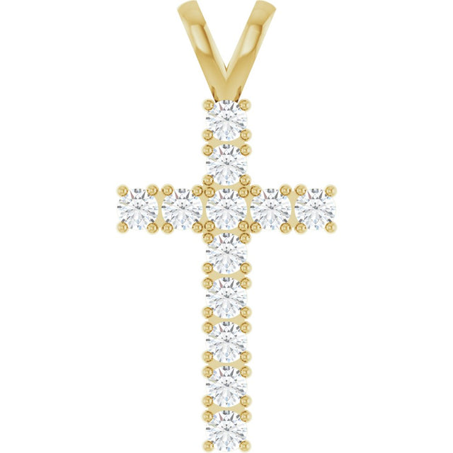 14K Yellow Gold 3/4 CTW Natural Diamond Cross Pendant