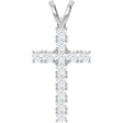 14K White Gold 3/4 CTW Natural Diamond Cross Pendant