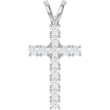 14K White Gold 3/4 CTW Natural Diamond Cross Pendant