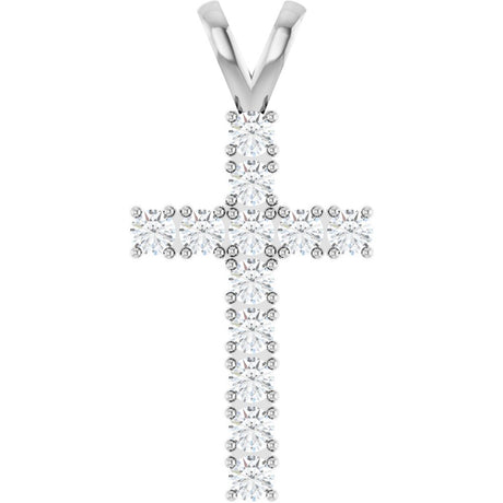 14K White Gold 3/4 CTW Natural Diamond Cross Pendant