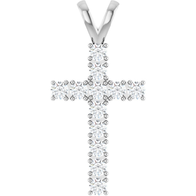 14K White Gold 3/4 CTW Natural Diamond Cross Pendant