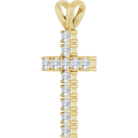 14K Yellow Gold 3/4 CTW Natural Diamond Cross Pendant