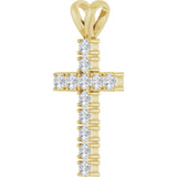 14K Yellow Gold 3/4 CTW Natural Diamond Cross Pendant