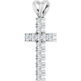 14K White Gold 3/4 CTW Natural Diamond Cross Pendant