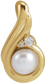 14K Yellow Gold Cultured Akoya Pearl & .04 CTW 5mm :: 0.04 CTW Pendant