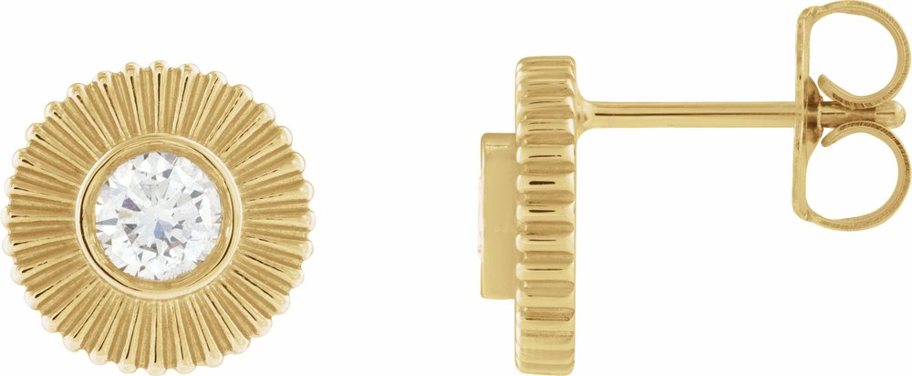 14K Yellow Gold 1/3 CTW Lab-Grown Diamond Starburst Stud Earrings