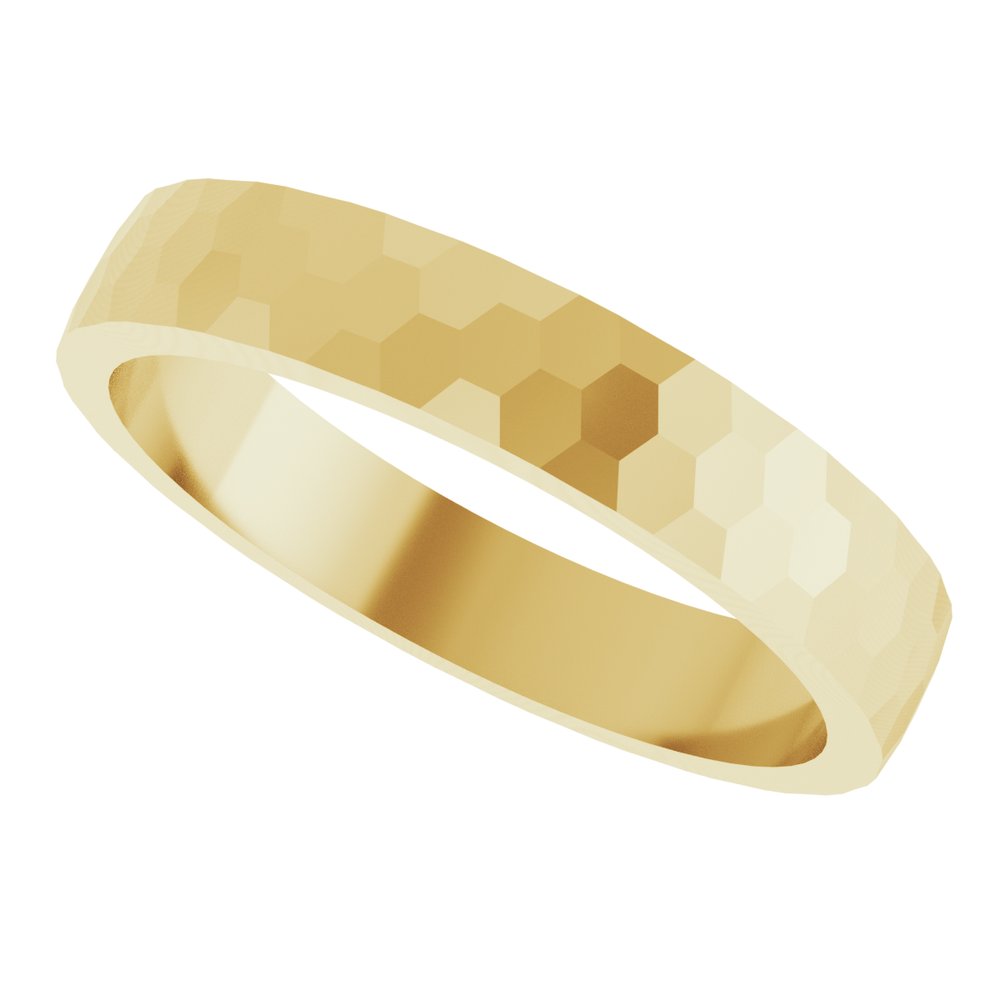 14K Yellow Gold 3.5 mm Hexagon Pattern Band Size 8