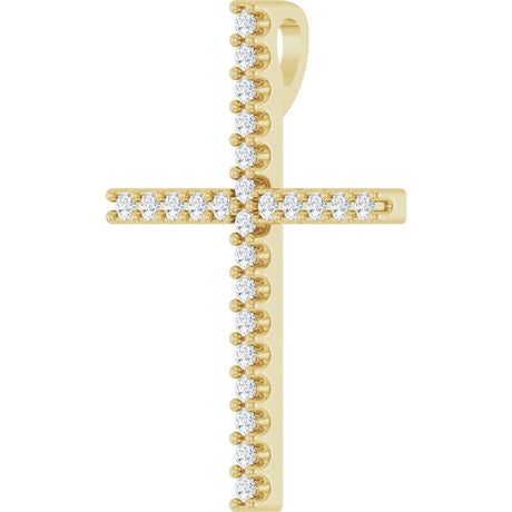 14K Yellow Gold 1/10 CTW Natural Diamond Cross Pendant