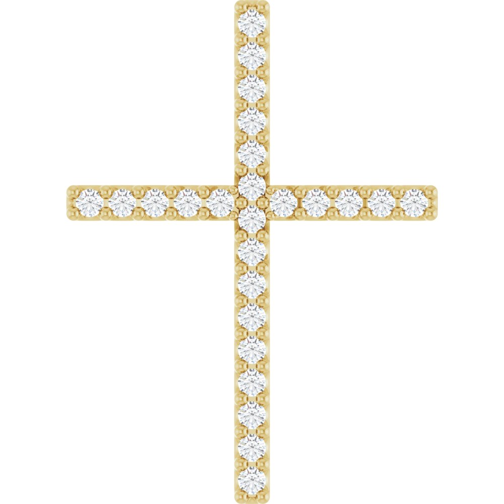 14K Yellow Gold 1/10 CTW Natural Diamond Cross Pendant