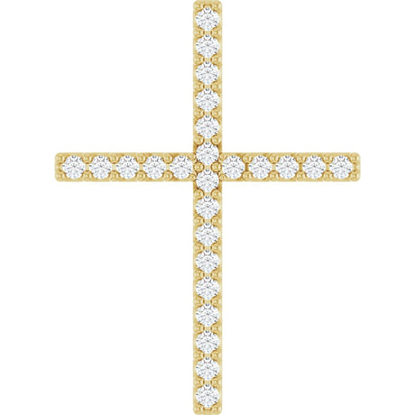 14K Yellow Gold 1/10 CTW Natural Diamond Cross Pendant