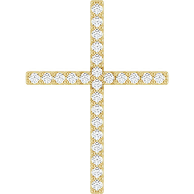 14K Yellow Gold 1/10 CTW Natural Diamond Cross Pendant