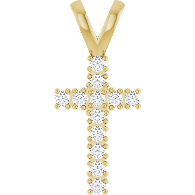 14K Yellow Gold 1/5 CTW Natural Diamond Cross Pendant