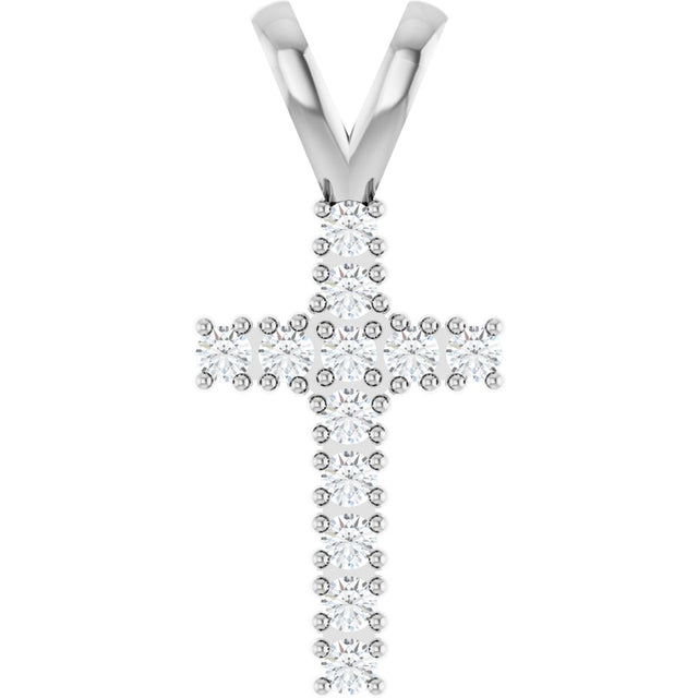 Sterling Silver 1/5 CTW Natural Diamond Cross Pendant
