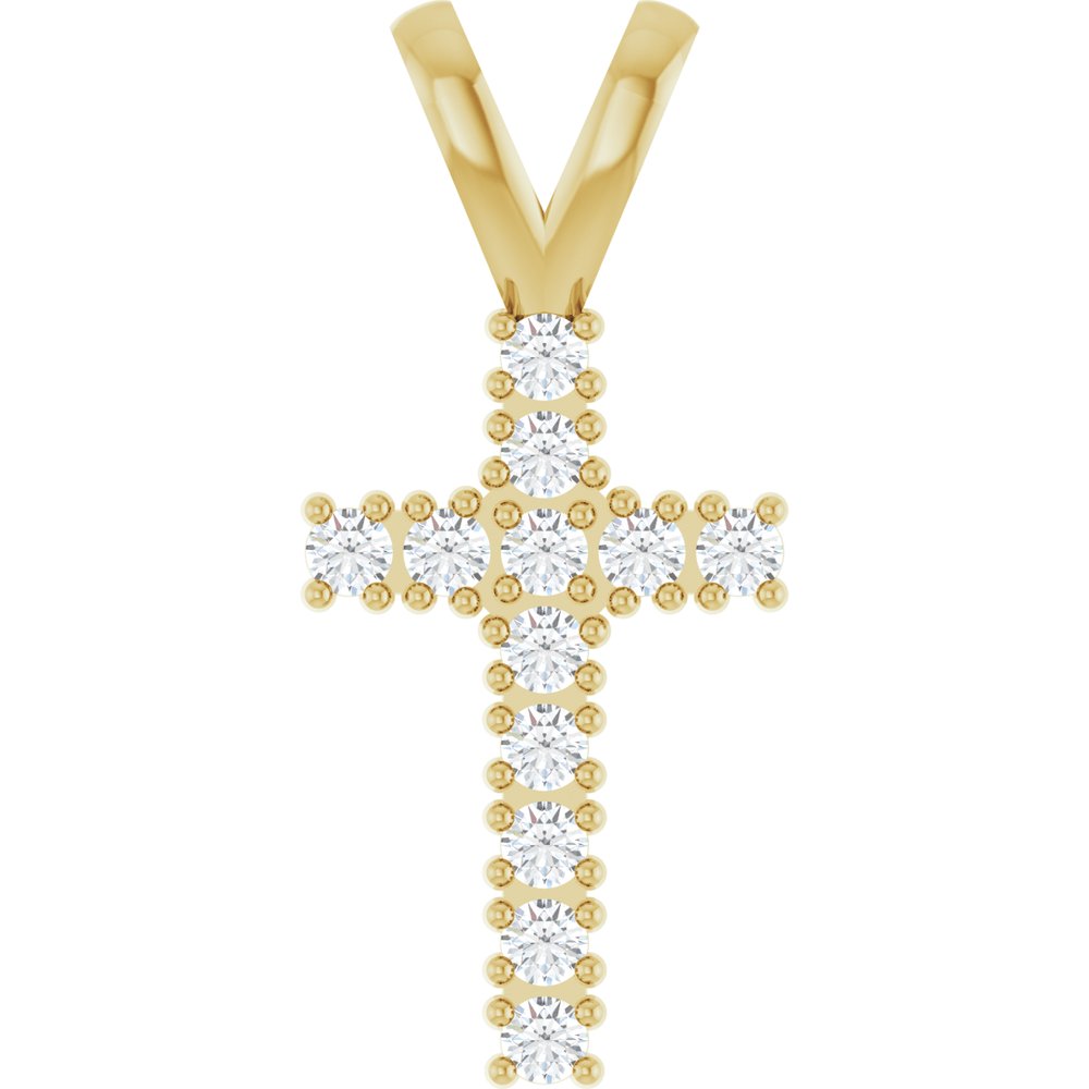 14K Yellow Gold 1/4 CTW Natural Diamond Cross Pendant