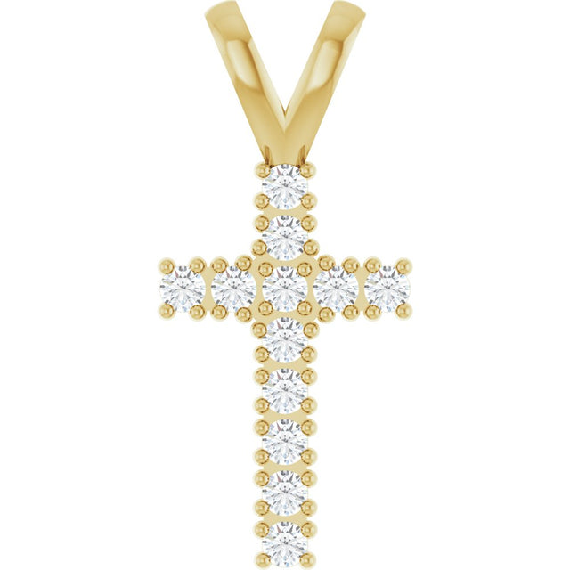 14K Yellow Gold 1/4 CTW Natural Diamond Cross Pendant