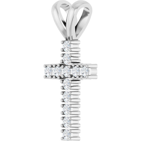 14K White Gold 1/5 CTW Natural Diamond Cross Pendant