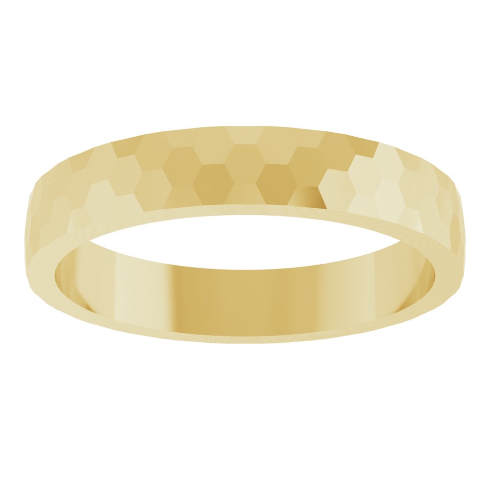 14K Yellow Gold 3.5 mm Hexagon Pattern Band Size 8
