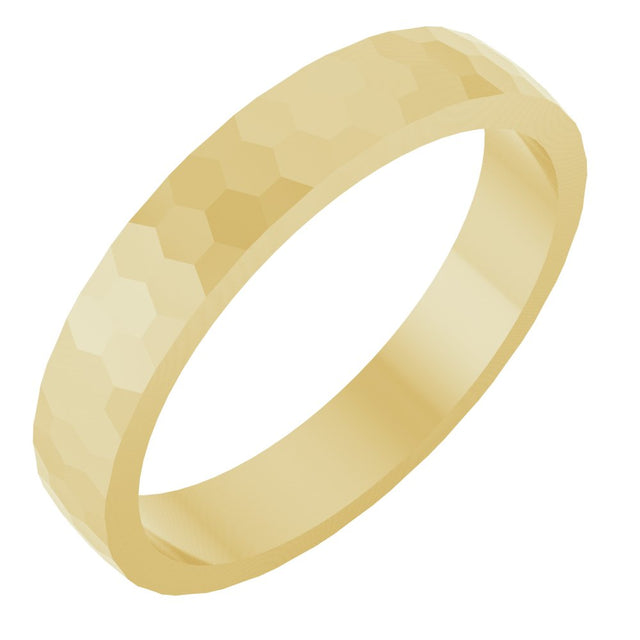 14K Yellow Gold 3.5 mm Hexagon Pattern Band Size 8