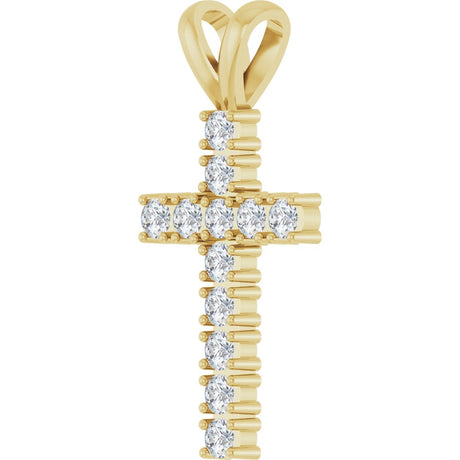 14K Yellow Gold 1/2 CTW Natural Diamond Cross Pendant