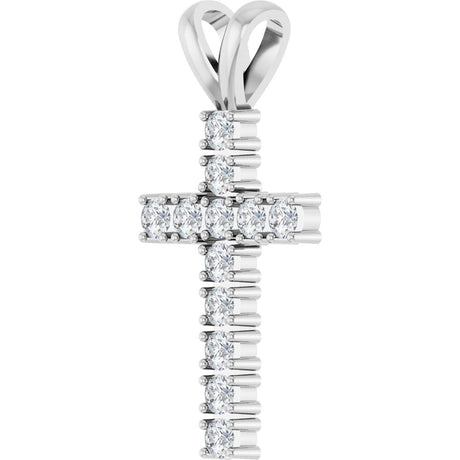 14K White Gold 1/2 CTW Natural Diamond Cross Pendant