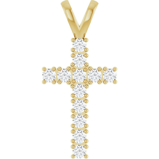 14K Yellow Gold 1/2 CTW Natural Diamond Cross Pendant